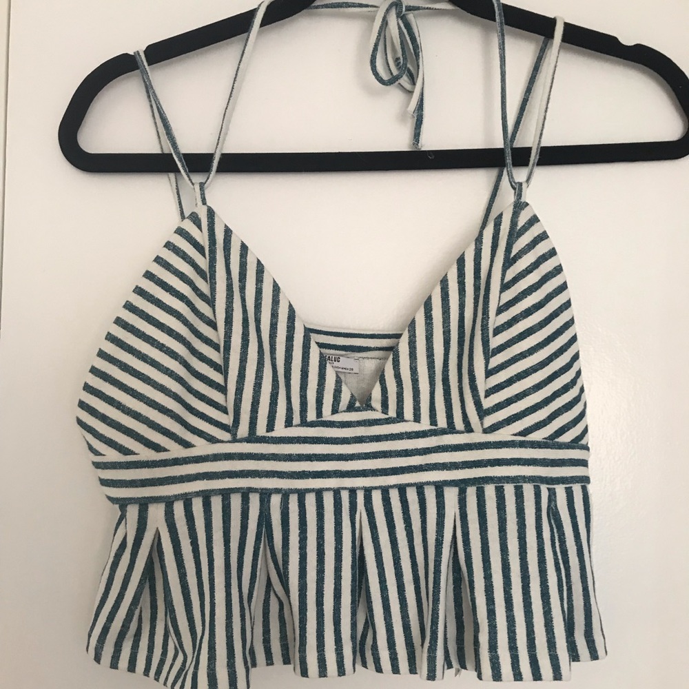 Blue & White Crop Tank